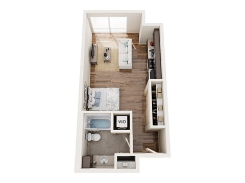 Floor plan for studio, 1 bath, 450 sqft